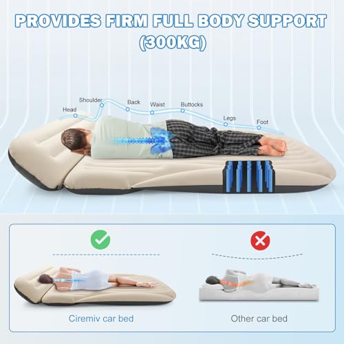 Ciremiv White SUV Air Mattress for Car Camping with Pillow & Pump, 6-Inch Thick