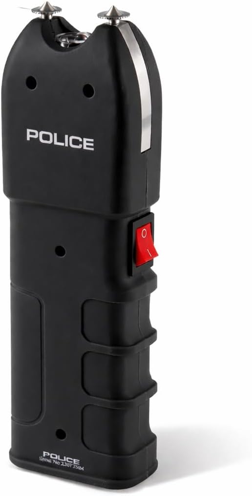 POLICE Stun Gun 928 - High Voltage Rechargeable Self Defense Tool with LED Flashlight - Compact & Heavy Duty - Black