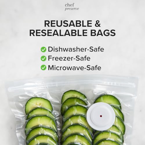 Chef Preserve Vacuum Sealer Bundle with 3 Glass Containers & 30 Reusable Bags