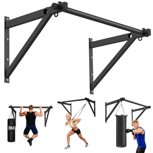 Wall Mounted Pull Up Bar with Adjustable Depth & 500LBS Capacity for Home Gym