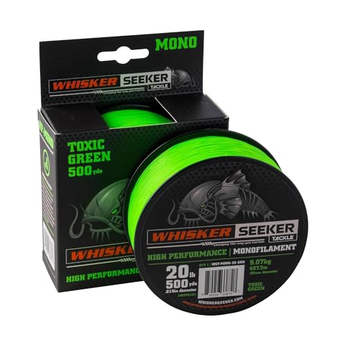 High-Vis Mono Catfishing Line - Green, 20lb, 500yds — Ultra-Thin, Bright Visibility