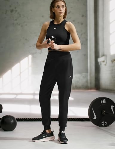 Nike Women's High-Waisted Full-Length Knit Joggers - Medium Black/White