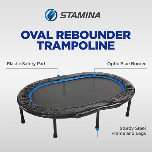 Foldable 36-Inch Mini Trampoline Rebounder for Adults with App - Portable Home Fitness Equipment, Black & Blue