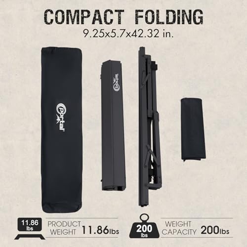 Portal Folding Camping Table - Dark Gray, Adjustable Height, Portable Aluminum