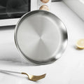 Skiennix 304 Stainless Steel Western Food Plate - Durable BBQ & Dessert Buffet Plate | Silver