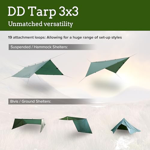 DD Hammocks Waterproof Tarp 3x3m Coyote Brown Lightweight Shelter for Camping
