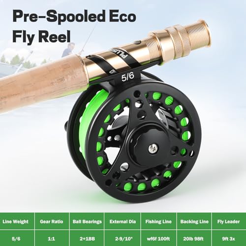 Fly Fishing Rod and Reel Combo Kit - 5 Wt 9' for Beginners with Accessories
