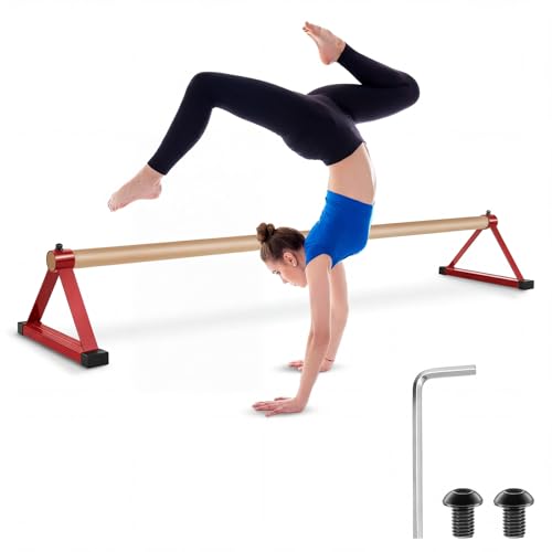 Red 54-Inch Gymnastics Floor Bar with Handstand Trainer for Home & Training