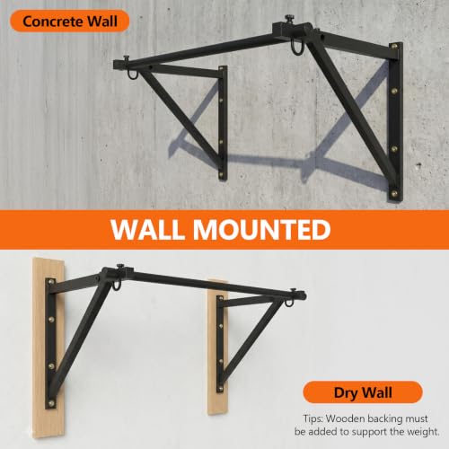 Wall Mounted Pull Up Bar with 500lbs Capacity, Adjustable Metal Fitness Bar for Strength Training