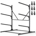 Heavy Duty Freestanding Kayak Rack for 3 Kayaks, Canoes & Paddle Boards - Adjustable Storage Stand - Outdoor & Garage Organization