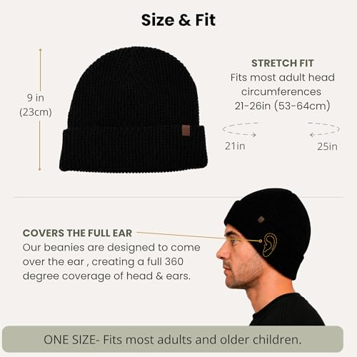 Golden Kocoon EMF Organic Beanie Medium-Large Black Faraday Hat with Bamboo Silver Liner