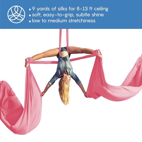 Pink Aerial Silks Starter Kit - 9 Yards Aerial Yoga Hammock & Hardware