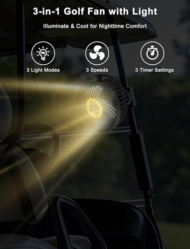 Magnetic Rechargeable Golf Cart Fan with 12000mAh Battery and Carrying Case