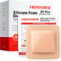 Silicone Foam Dressing with Adhesive Border - 4 x 4 Inches, Pack of 20 Waterproof Wound Bandages