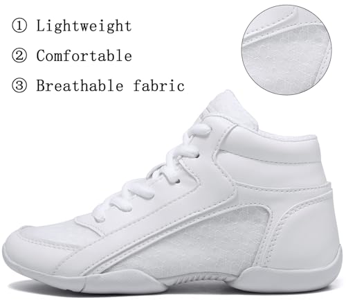 TUOTOM Girls White High Top Cheerleading Shoes - 3 Big Kid / White N302