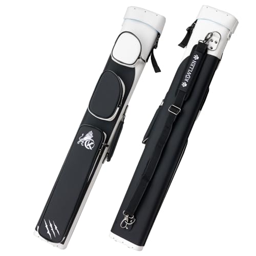 KONLLEN 2x4 Hard Pool Cue Case Black - Professional Billiards Cue Bag with Adjustable Shoulder Strap