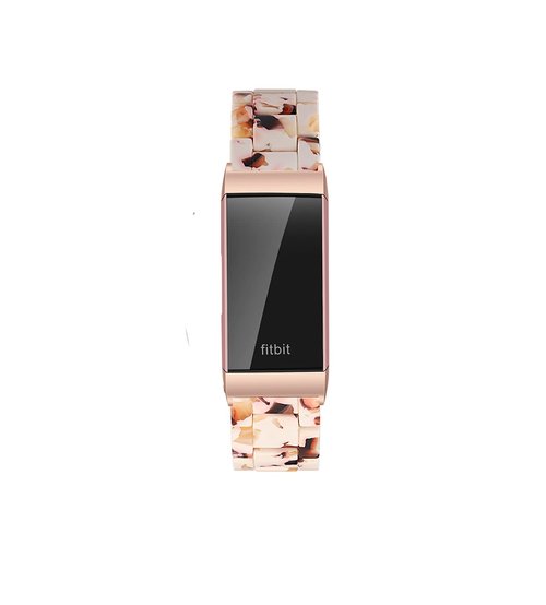 Ayeger Resin Band Compatible with Fitbit Charge 4,Charge 3/3 SE,Women Men Resin Accessory Rose Gold Buckle Band Wristband Strap Blacelet(Nougat White)