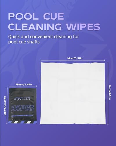 Carbon Fiber Pool Cue Shaft Cleaning Wipes - WetWipes for Shaft Care - White