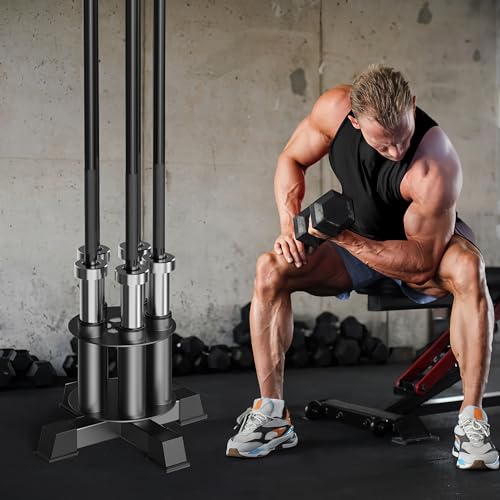 EVERYMATE Rotatable Vertical Barbell Rack - Heavy-Duty Steel, 5-Bar Capacity, Space-Saving Gym Organizer