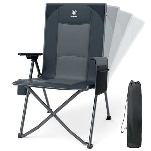 Ever Advanced Grey Reclining Camping Chair Supports 350lbs for Adults
