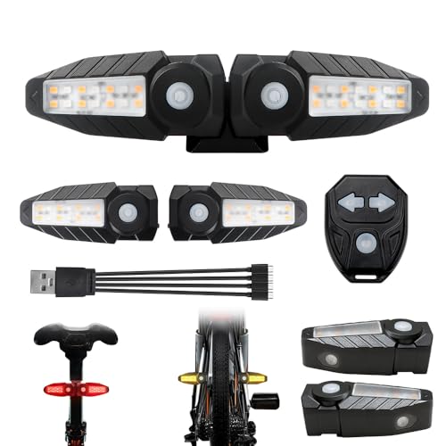 4-in-1 Bike Tail Light with Projection Turn Signals, Remote Control, Waterproof, 150 Lumen