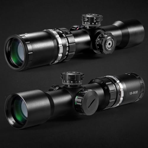 HILIYOT 1.5-5x32 Crossbow Scope with Locking Ring, Waterproof, Illuminated Reticle, 250-450 FPS