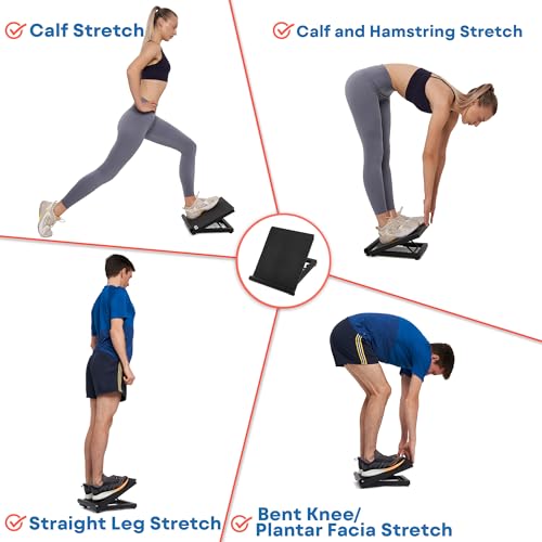 Adjustable Slant Board for Calf Stretching - Black, Multi-Level Physical Therapy