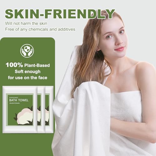 Disposable Bath Towels 5 Pack - Ultra Soft, Quick Dry Travel Body Towels