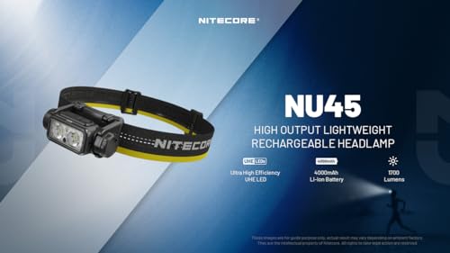 Rechargeable 1700 Lumen LED Headlamp with Red and Reading Lights for Camping, Hiking, Work