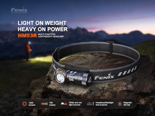 Fenix HM53R Rechargeable 1200 Lumen LED Headlamp with Red Light & Magnetic Tailcap