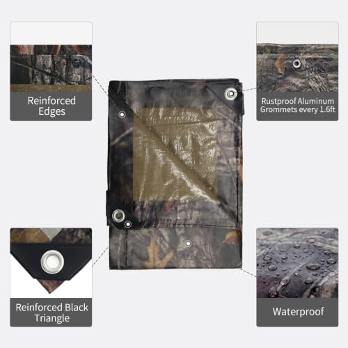 12x20 Feet Heavy Duty Waterproof Camo Tarp Cover 11 Mil for Outdoor Camping Hunting