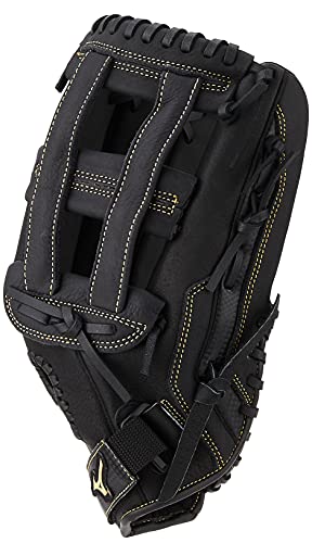 Mizuno 13" Premier Series Slowpitch Softball Glove - Black/Gold, Utility H Web, Adult