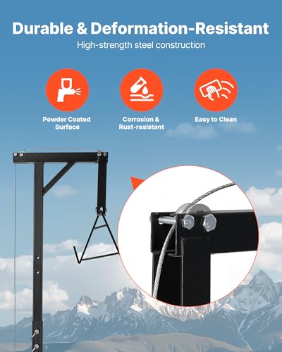 VEVOR 400 lbs Deer Hoist Tripod with Gambrel & Manual Winch - Black Hunting Game Lift & Skinning Accessory