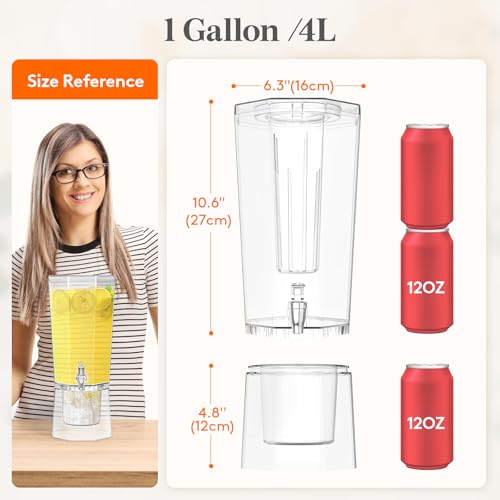 Lifewit 1 Gallon Drink Dispenser with Fruit Infuser - Small 1 Gal / 2