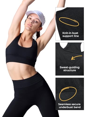 Women’s Merino Wool Racerback Sports Bra Large Black - Seamless & Breathable