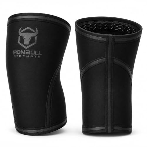 Knee Sleeves 7mm Compression Support for Weightlifting & Powerlifting - Black Large