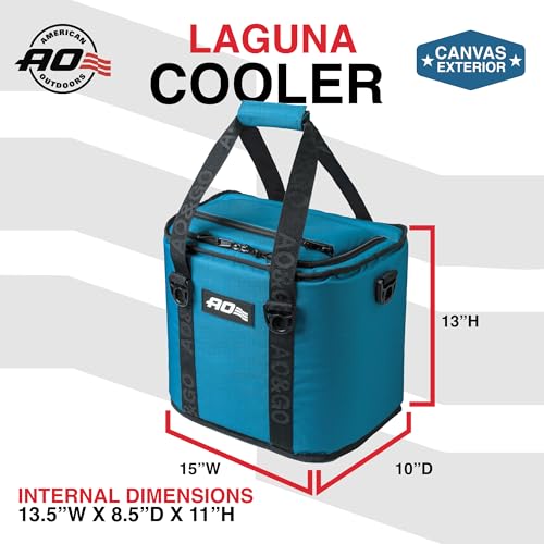 AO Coolers Laguna Canvas Soft Cooler Ocean Blue - Insulated Leak-Proof 18-Can Capacity
