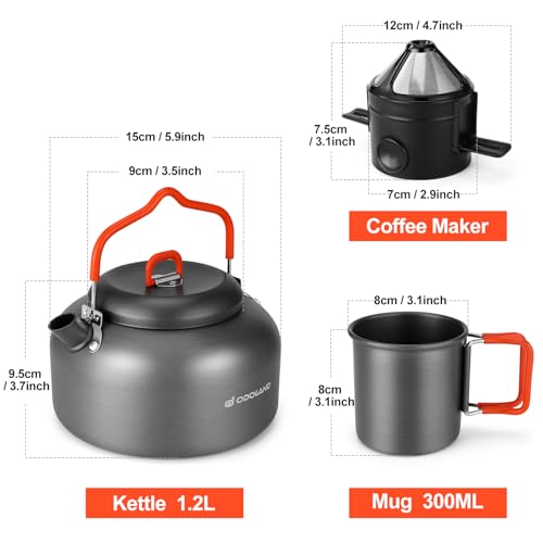 Camping Coffee Pot Set 1.2L with Mug & Filter for Outdoor Brewing