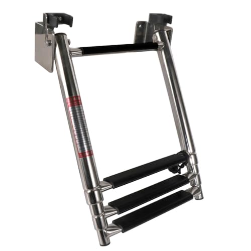 Marine 316 Stainless Steel Telescoping Transom Ladder - 4 Steps, Water Boarding