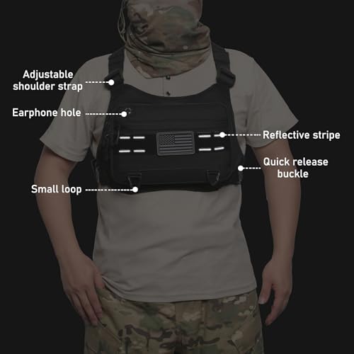 Sports Chest Pack for Men - Fits Pistols, Running, Hiking, Black