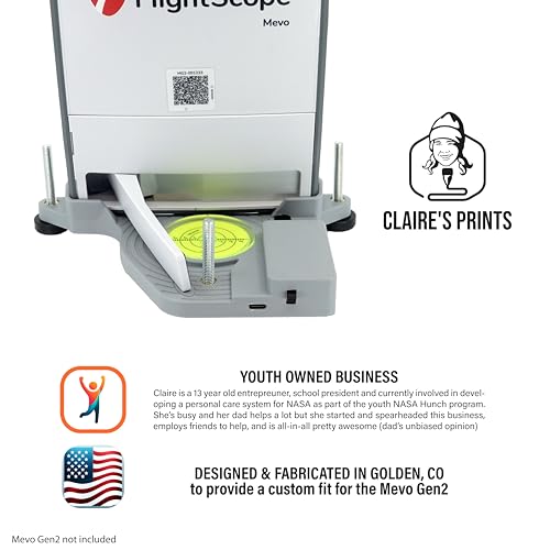 Claire's Prints Laser Alignment & Leveling Stand for Mevo Gen 2 Launch Monitor – UV & Heat-Resistant ASA, Fast Indoor & Outdoor Setup (Variation Included)