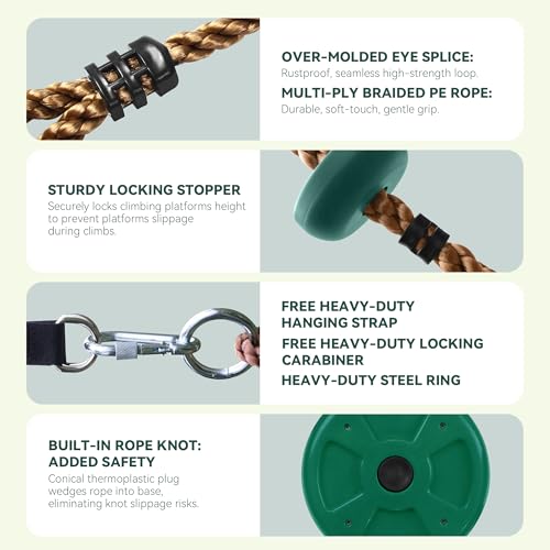 Disc Swing for Kids with Climbing Rope, 220 lb Capacity, Tree Swing Accessory