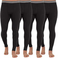 Men's Thermal Long Johns Bottoms Black 4 Pack Large - Waffle Knit