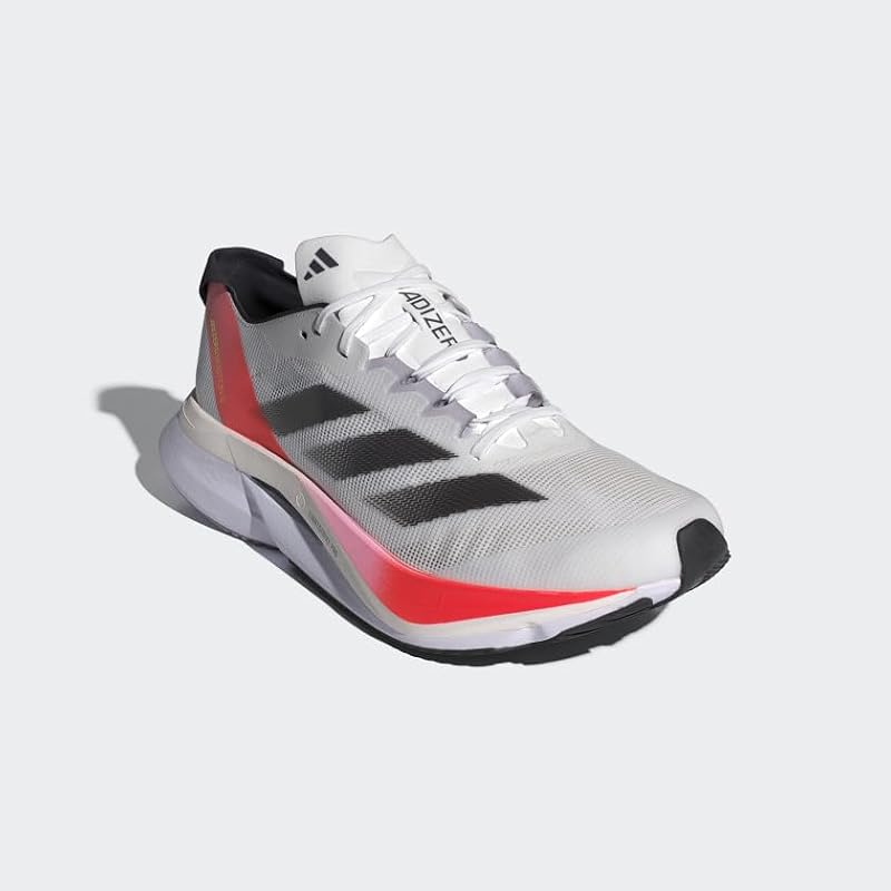 Adizero Boston 12 Running Shoes - White Aurora Met Solar Red 10.5