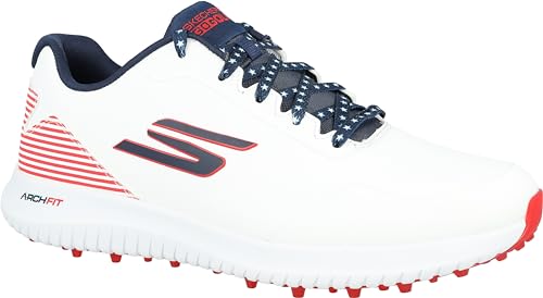 Men's Skechers Max Fairway 3 Arch Fit Spikeless Golf Shoes - White Navy Red 10