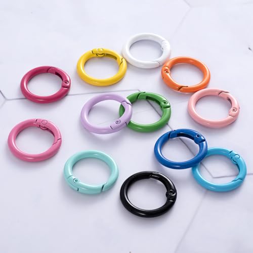 12 Colors Spring O Rings Keychain Carabiner Clips Alloy Trigger Buckle DIY Accessories - 24mm