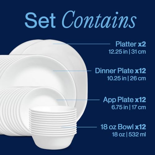 Corelle Vitrelle 38-Piece Dinnerware Set for 12 - Winter Frost White