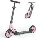Pink Kids & Teen Foldable Kick Scooter - Lightweight 9.5 lbs, 8-Inch PU Wheels, Adjustable Height, Supports 240 lbs