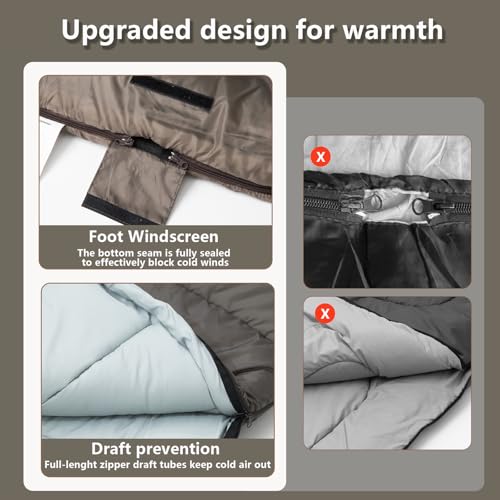 BISINNA Double Sleeping Bag for Adults - Queen Size, Green, Warm & Spacious