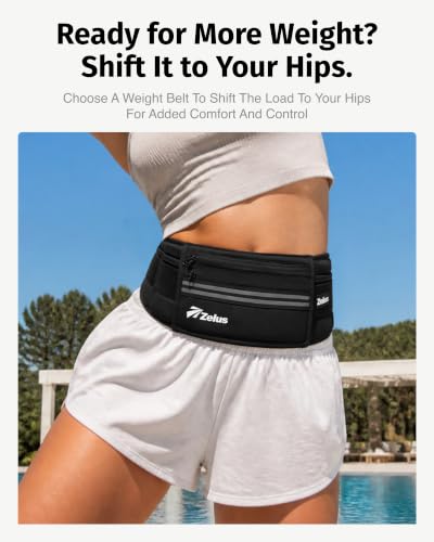 ZELUS Adjustable Weighted Belt for Men & Women, 8lb, Black, Medium (31.5-46.5")